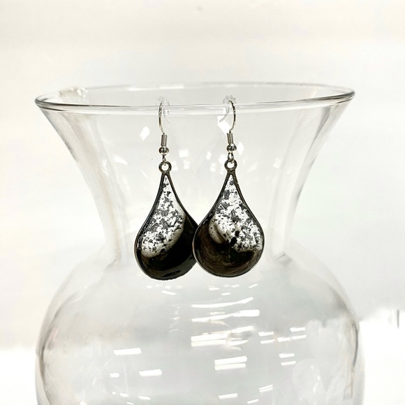 HANDMADE Teardrop Dangle Resin Art Hypoallergenic French Hook Earrings - Picture 10 of 10